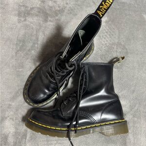 Dr. Martens Black Lace Up Boots with Yellow Stitching